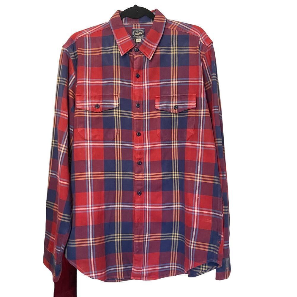 J. Crew Men.s Cotton Plaid Long Sleeves Shirt Size Large